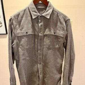 3Sixteen Grey Herringbone Flannel Hunting Shirt Size M Medium Men's